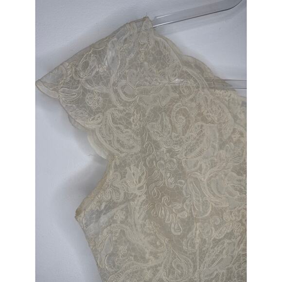 1960s Styled by Dana Ivory Scalloped Lace Short Sleeve Blouse Size medium - Picture 8 of 11